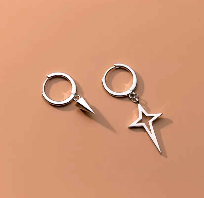 Серьги с подвесками Звезда серебро