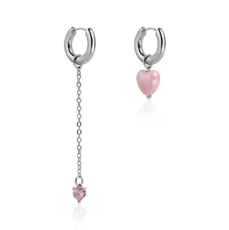 Серьги конго трансформеры розовые серебристые