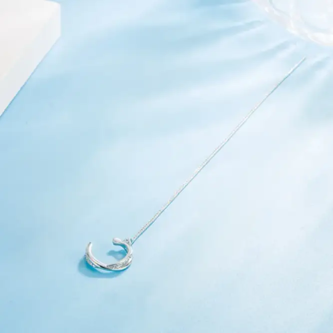 Серьга-кафф с цепочкой серебряная 1 шт