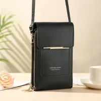 Сумка мини для телефона с кошельком черная