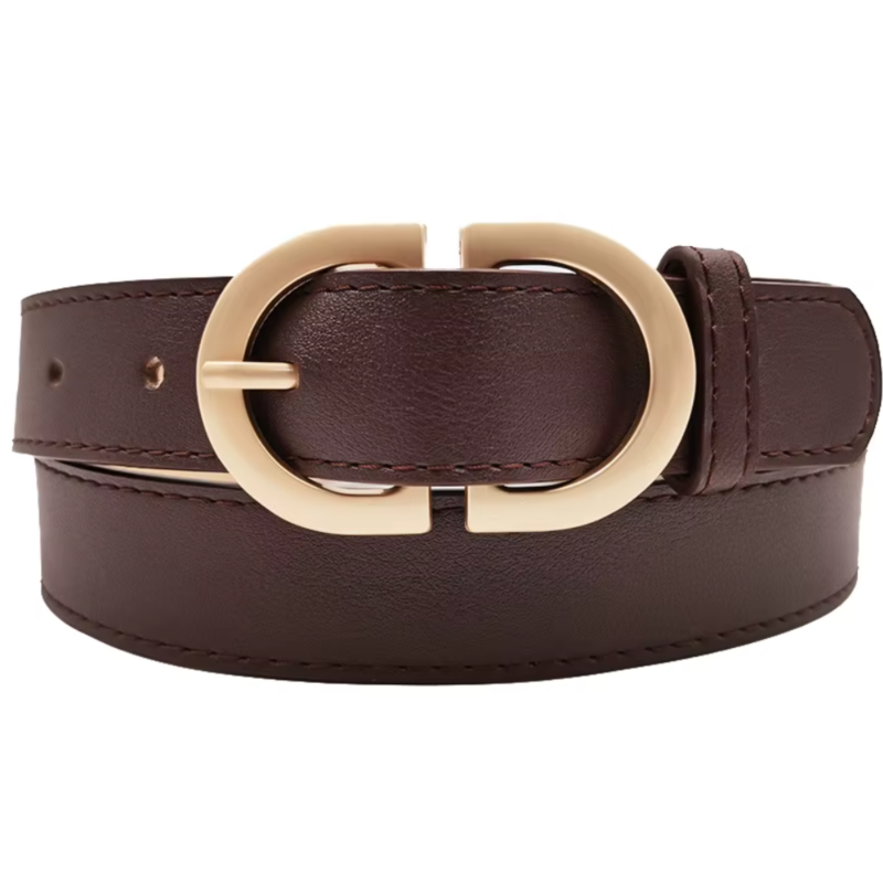 Ремень женский коричневый с золотой пряжкой 95 см Ремень женский коричневый с золотой пряжкой 95 см