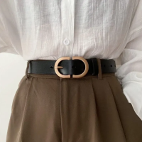 Ремень женский с золотой пряжкой 95 см