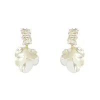 Серьги Цветы с камнями золотистые