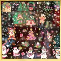 Наклейки на окно Новогодние набор большой