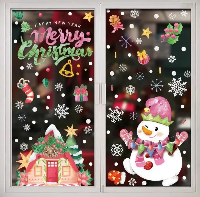 Наклейки на окно Новогодние набор большой