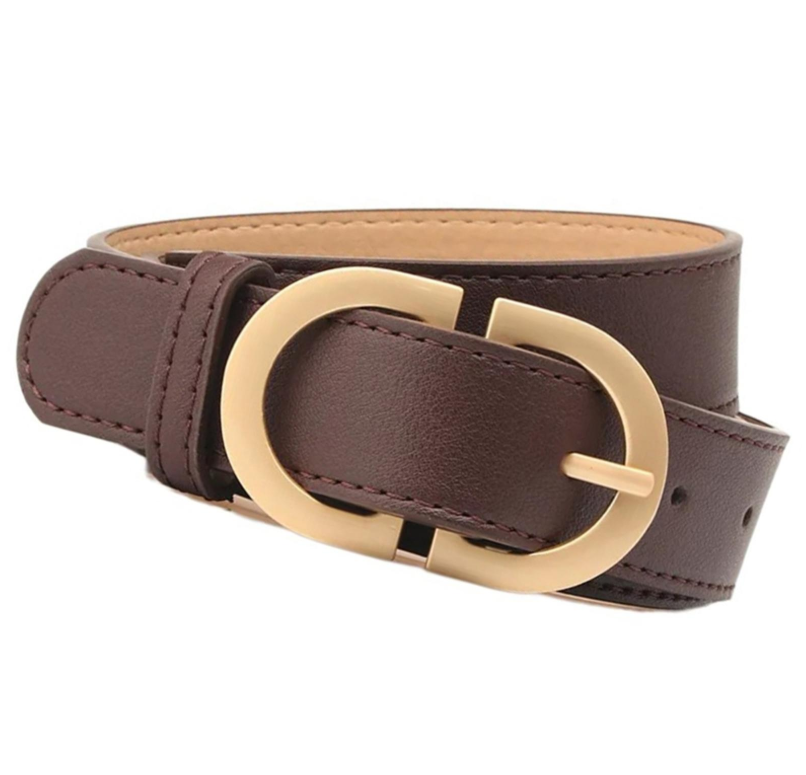 Ремень женский коричневый с золотой пряжкой 105 см Ремень женский коричневый с золотой пряжкой 105 см