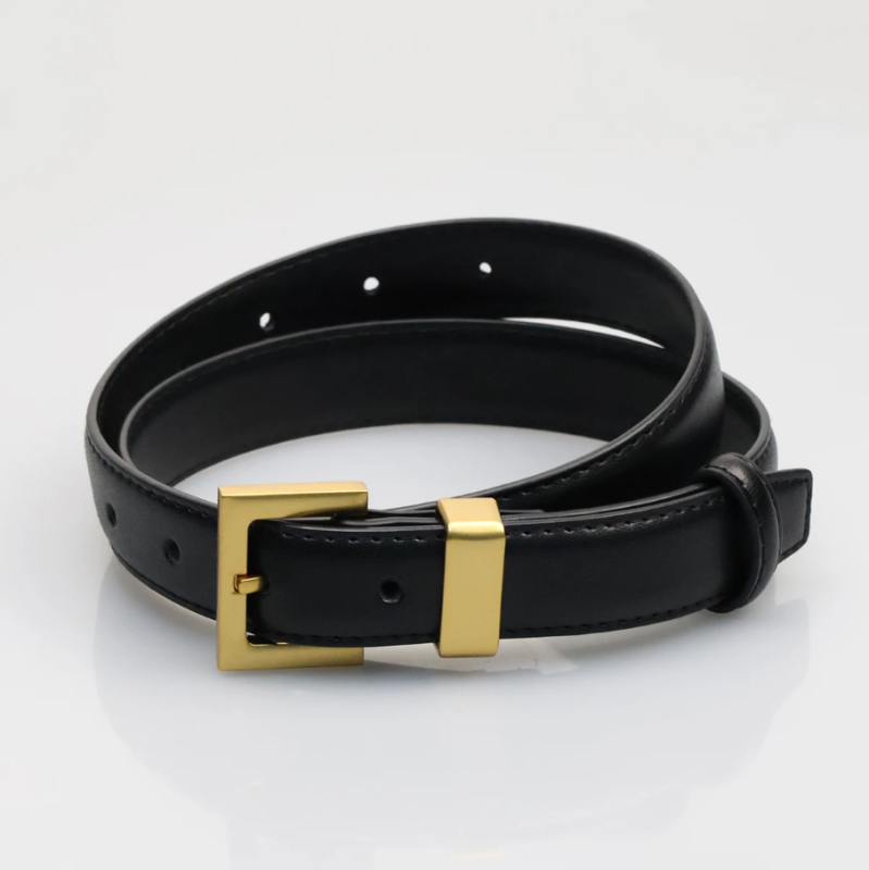 Ремень из натуральной кожи с золотой пряжкой 95 см Ремень из натуральной кожи с золотой пряжкой 95 см