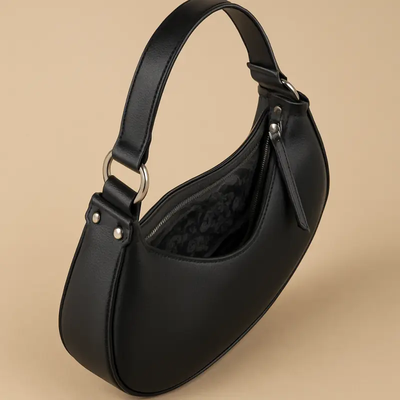 Сумка полумесяц экокожа черная