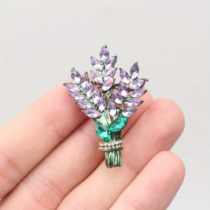 Брошь Лаванда с камнями