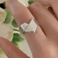 Кольцо Оригами Сердце металлическое серебристое