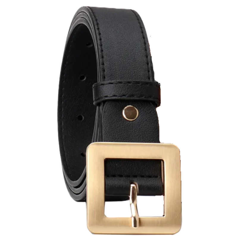 Ремень с золотой пряжкой квадратной женский 85 см