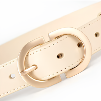 Ремень молочный с золотой пряжкой 115 см