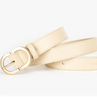 Ремень молочный с золотой пряжкой 115 см