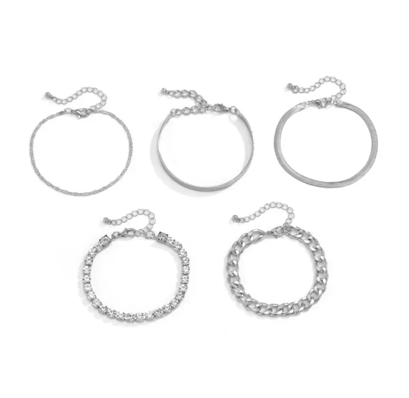 Набор браслетов серебристые 5 штук