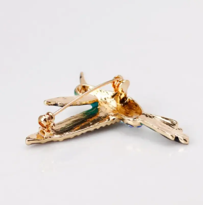 Брошь Колибри Птичка со стразами и эмалью