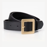 Ремень с золотой пряжкой квадратной женский 85 см