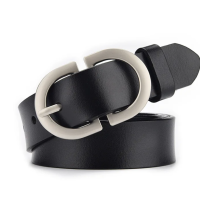 Ремень черный с серебряной пряжкой 85 см