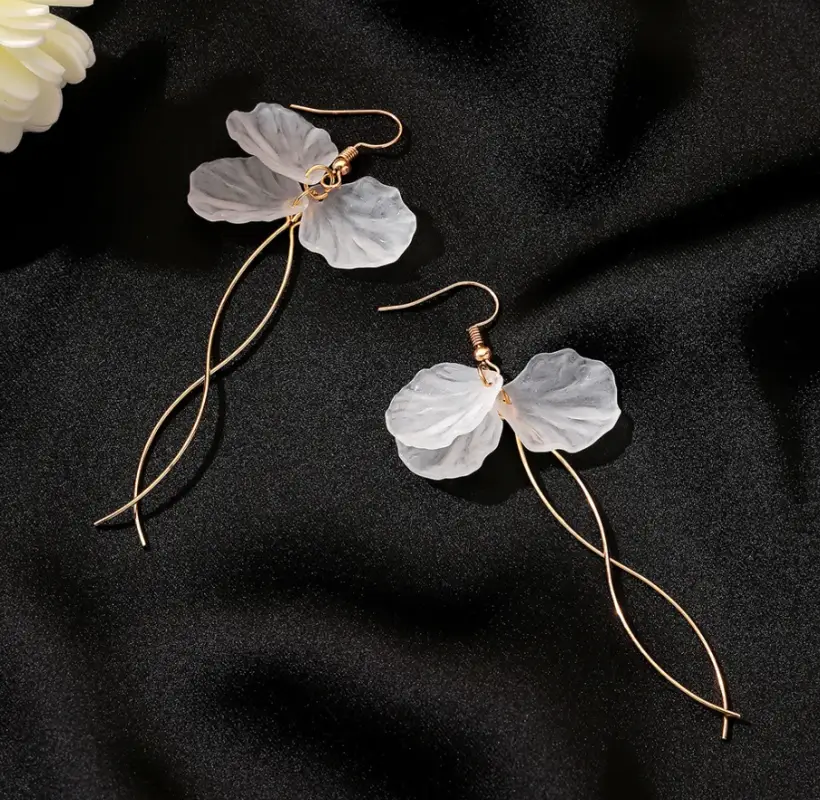 Серьги подвески Цветы золотистые