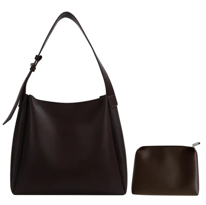 Сумка шопер с косметичкой экокожа коричневая