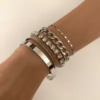 Набор браслетов серебристые 5 штук