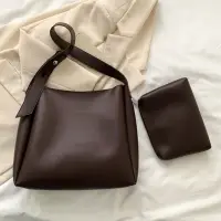 Сумка шопер с косметичкой экокожа коричневая