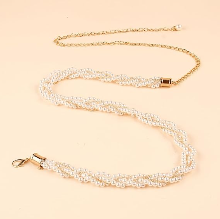 Пояс цепочка с жемчугом на платье Пояс цепочка с жемчугом на платье