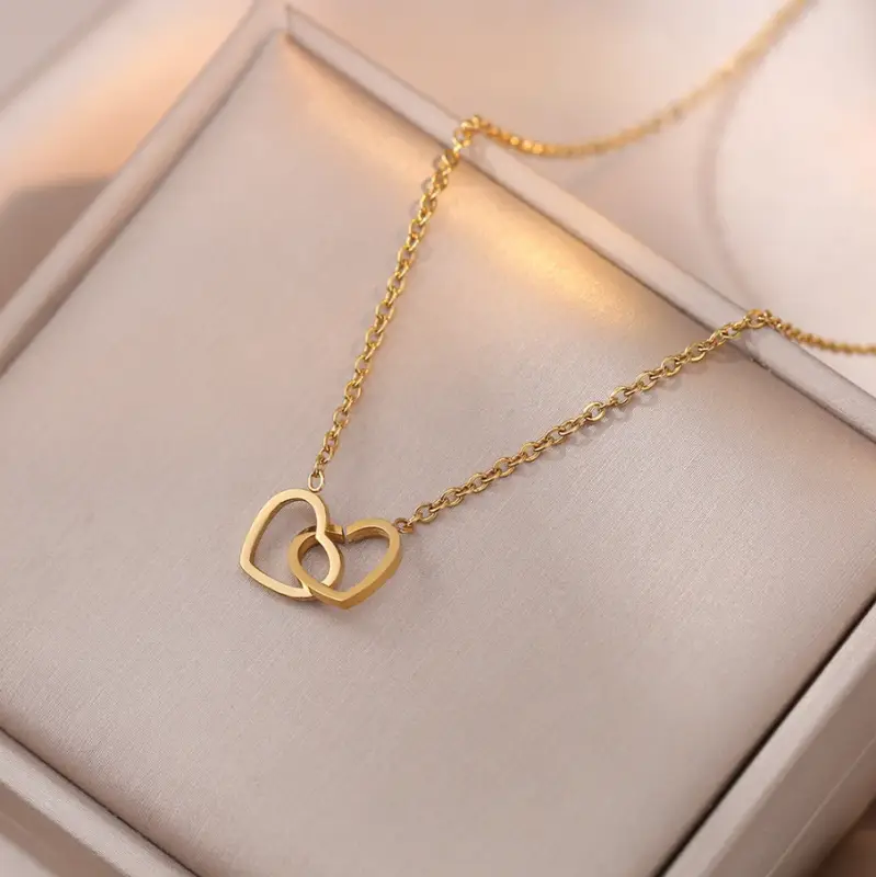 Подвеска двойное Сердце золотистая