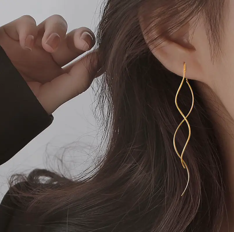 Серьги спирали золотистые