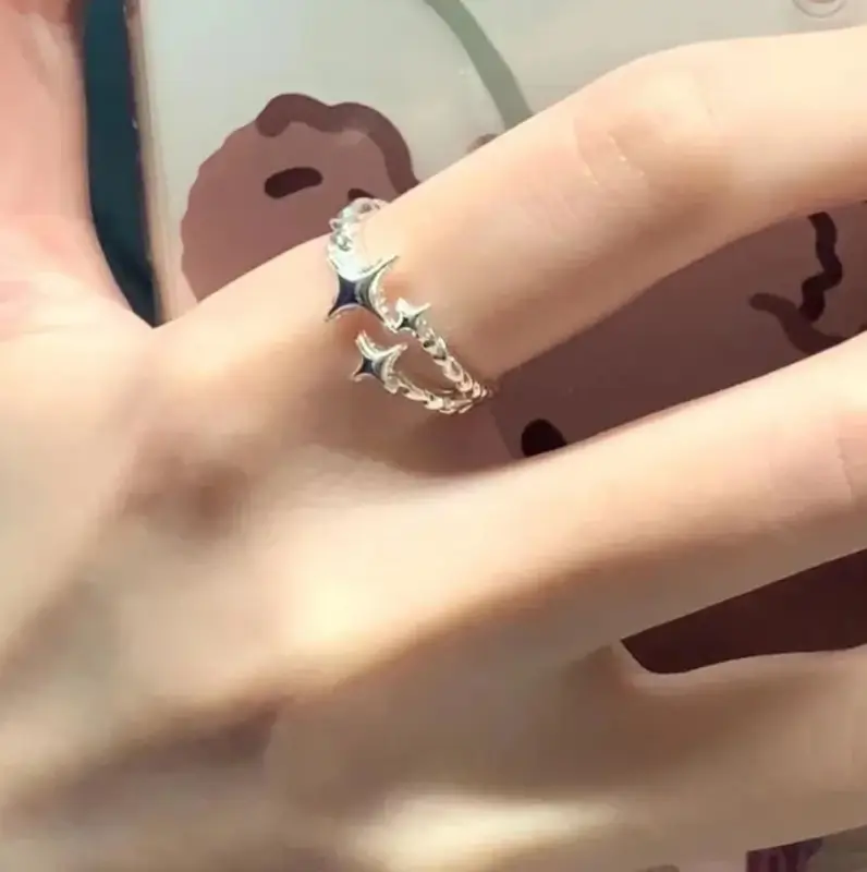 Кольцо Звездочки серебристое