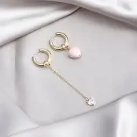 Серьги конго трансформеры розовые с подвесом золотистые