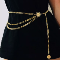 Цепочка золотая на тело, пояс 90 см