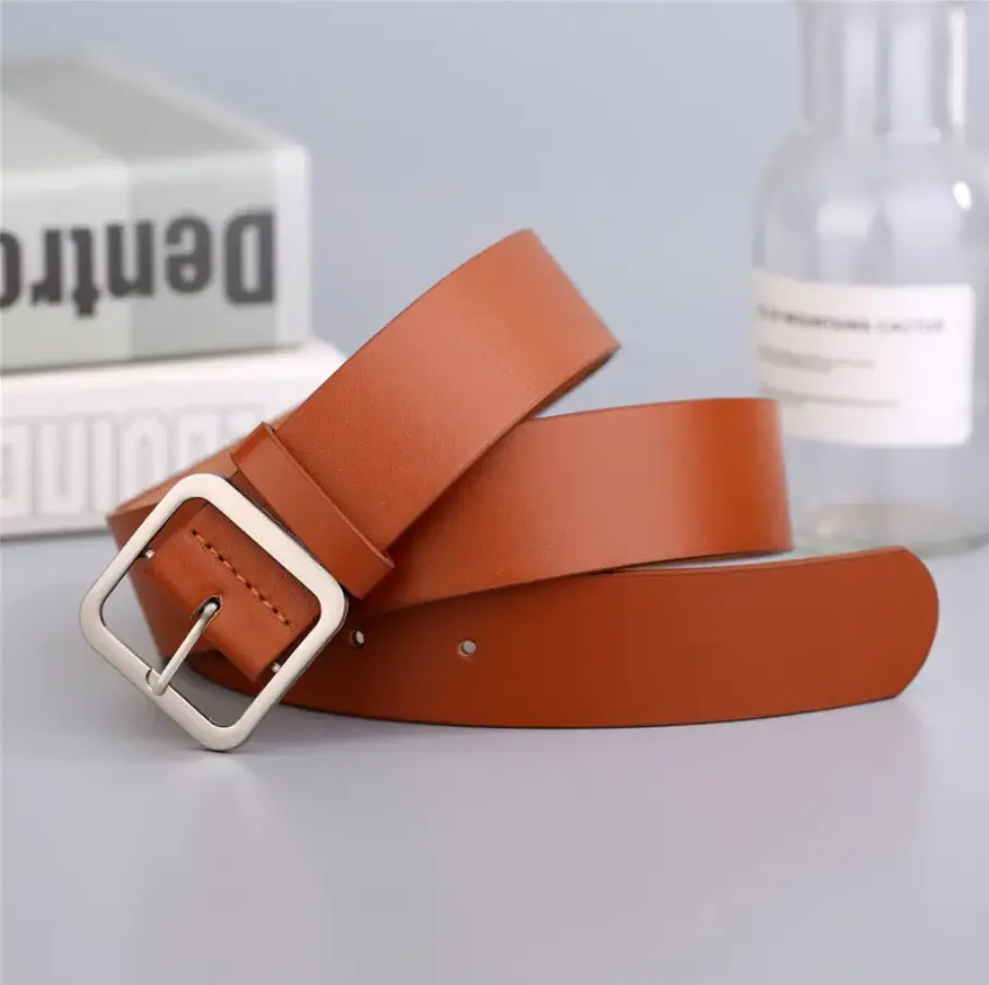 Ремень оранжевый с серебряной пряжкой 100 см