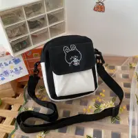 Сумка кросс-боди тканевая черно-белая