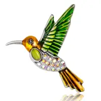 Брошь Колибри Птичка со стразами и эмалью