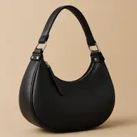 Сумка полумесяц экокожа черная