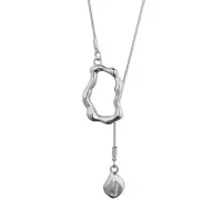 Колье цепочка с подвеской длинное серебристое
