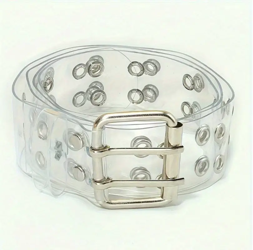 Ремень прозрачный с серебряной пряжкой 110 см