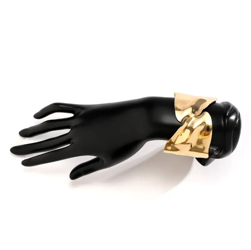 Браслет манжета крупный золотистый