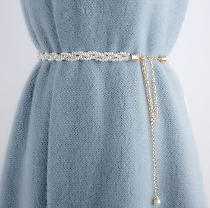 Пояс цепочка с жемчугом на платье Пояс цепочка с жемчугом на платье