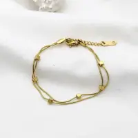 Браслет тонкий с кубиками золотистый