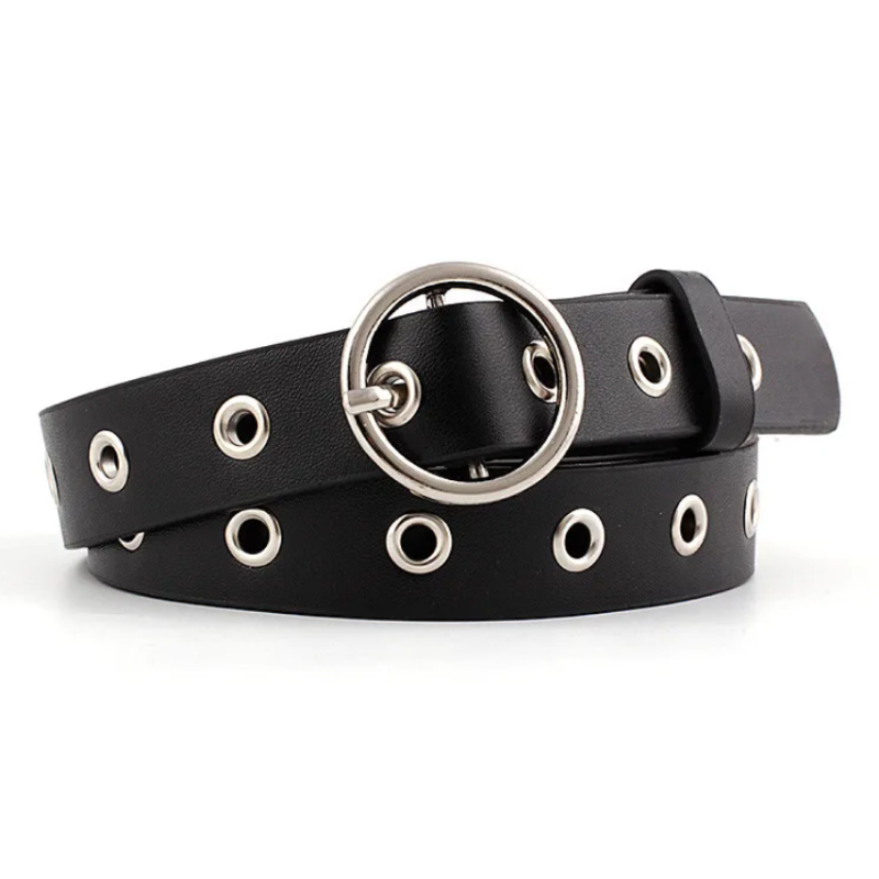 Ремень с круглой пряжкой и люверсами 115 см Ремень с круглой пряжкой и люверсами 115 см