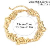 Колье на шею Помятый металл золотистое