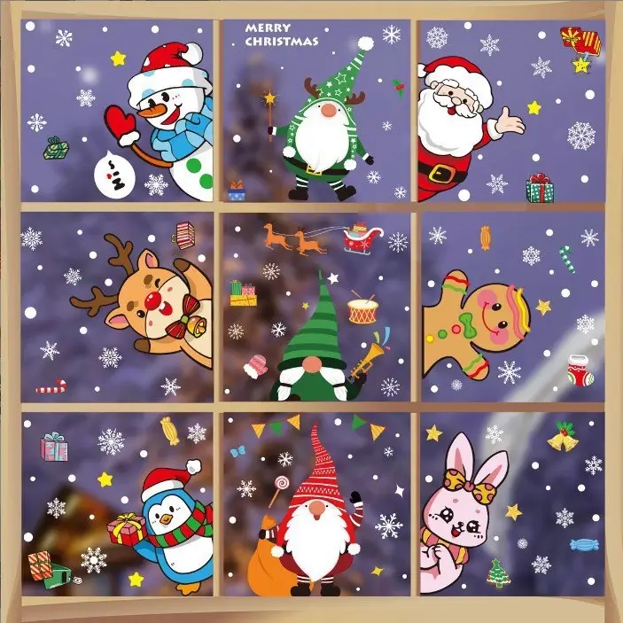 Наклейки на окно Новогодние набор средний
