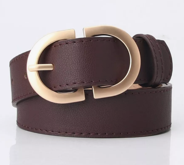 Ремень женский коричневый с золотой пряжкой 105 см Ремень женский коричневый с золотой пряжкой 105 см