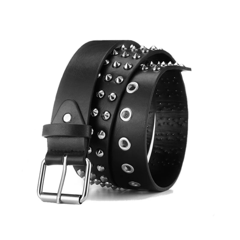 Ремень из экокожи с шипами 115 см Ремень из экокожи с шипами 115 см