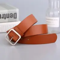 Ремень оранжевый с серебряной пряжкой 100 см