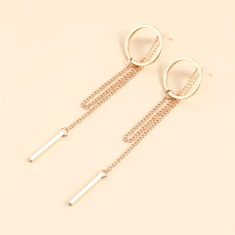 Серьги женские с цепочкой золотистые