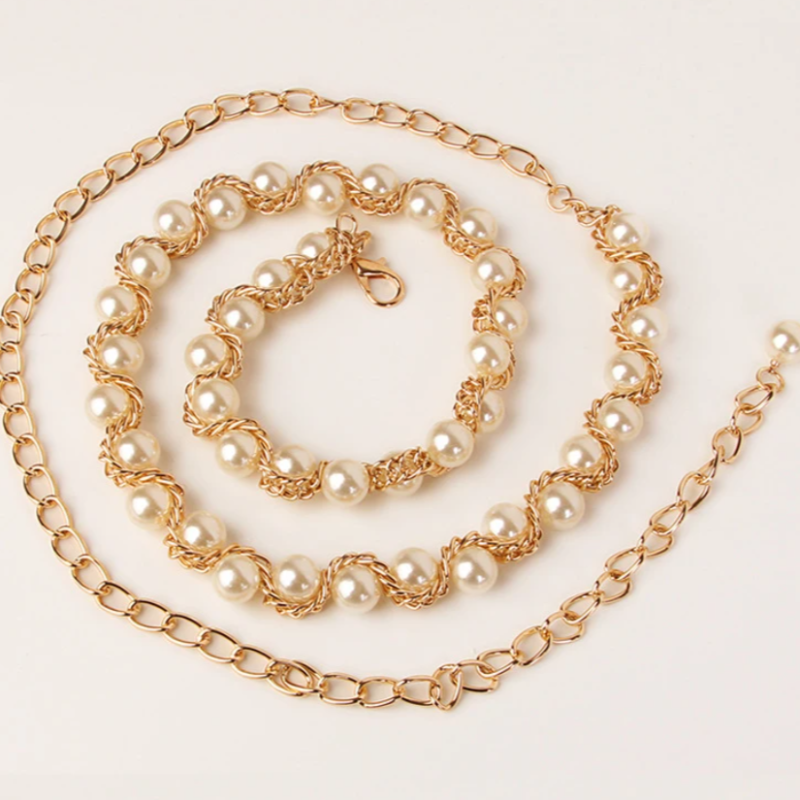 Пояс цепочка с жемчугом для платья 60-115 см Пояс цепочка с жемчугом для платья 60-115 см