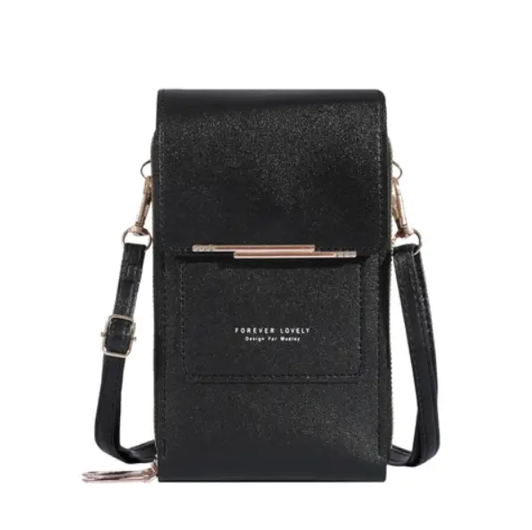 Сумка мини для телефона с кошельком черная