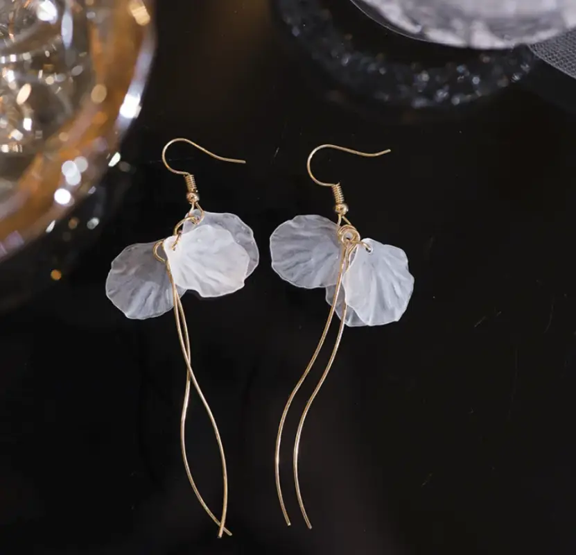 Серьги подвески Цветы золотистые